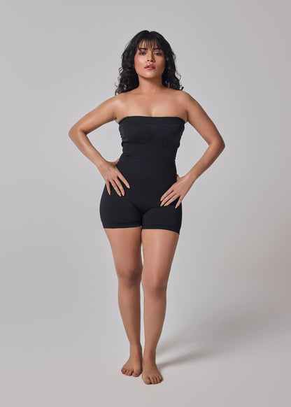 strapless bodysuit shaper in black color